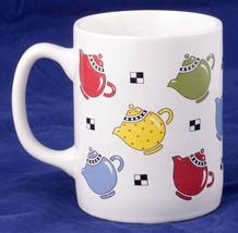 Mary Engelbreit ME Teapots Tea Cup Colorful Teapot collage vintage Coffee Mug - £9.38 GBP