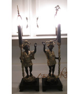 2 Blackamoor Lamps Gold Gilded  ) Black Base French Style 30&quot; Tall - £748.55 GBP