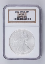 2002 American Silver Eagle Graded by NGC as MS69! Nice silver Eagle - £52.47 GBP