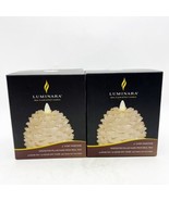 X2 NEW Luminara Pinecone Real Flame Effect Wax Candle w/ Timer Moving Wi... - £47.07 GBP