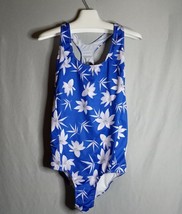 Baleaf Swimsuit One Piece Blue/White Floral Racerback Women&#39;s Size  42 Bust - £16.61 GBP