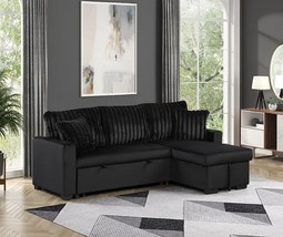 Ilkeston Convertible Sectional Sofa Bed with Storage in Black - $986.00