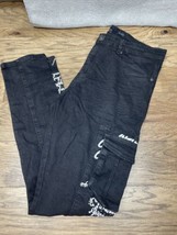Waimea Skinny Fit Black Writing Denim Jeans Men&#39;s Size 34 X 31 Urbanwear... - $19.79
