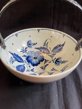 antique dutch DELFT bonboniere silver lid . Marked and signed bottom - $99.00