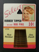 Vintage Select Deluxe Bob Pins On Card Lady Lora Co Chicago NOS Bronze PB52 - £13.46 GBP