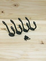 4 Rustic Coat Hooks Cast Iron Wall Mount Hat Hook Towel Bath School Trad... - $260.77 MXN