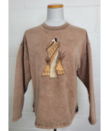 Vtg Fuzzy Stonewash Brown Embroidered Native American Maiden Sweatshirt M? - $49.50