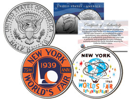 World&#39;s Fair New York 1939 1964 Anniversary 2014 Jfk Half Dollar U.S. 2-Coin Set - £9.56 GBP