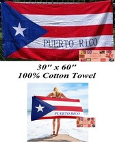 Puerto Rico Rican Flag Banner Big 30x60&quot;COTT​ON Bath Pool Beach Towel Wrap - £15.93 GBP