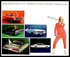 1967 Dodge Brochure Coronet R/T Charger Dart GT Polara Xlnt 67 MoPar - $15.42