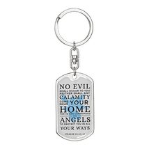 Guardian Angel Protects Always Christian Faith Psalm Swivel Keychain Dog Tag Eng - £59.31 GBP