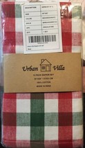 Urban Villa 12 PK Napkin Set 100% Cotton Buffalo Check Plaid Red, Green, White - £15.14 GBP