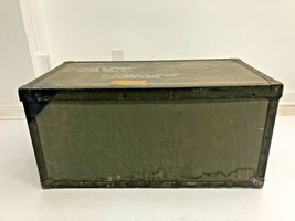 Vintage Military STORAGE TRUNK us army GREEN chest foot locker wood box ... - £54.98 GBP