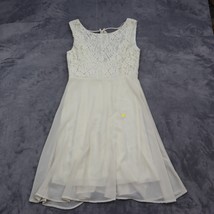 Ya Los Angeles Dress Girls M Ivory Sleeveless Round Neck Lace Zip Fit Flare - $28.59