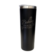 Baking Spirits Bright Gingerbread Christmas Black 20oz Skinny Tumbler LA5034 - £14.93 GBP