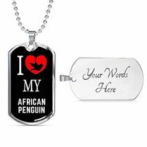 Bird Owner Gift African Penguin Necklace Stainless Steel Or 18k Gold Dog Tag 24&quot; - £40.20 GBP