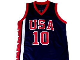 Mike Bibby Custom Team USA Basketball Jersey New Sewn Navy Blue Any Size image 4