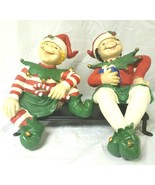 Elves Santa Christmas Ceramic Shelf Sitters Knicknacks Elf Set Workshop ... - £51.80 GBP