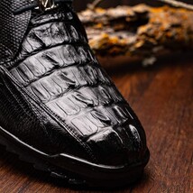 Genuine caiman hornback and original lizard skin Sneaker Shoes Crater Black image 7