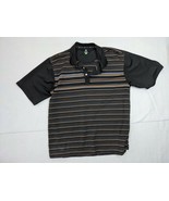 Bolle Golf Mens Polo Shirt Sz L Black Orange Stripe Polyester Blend - £10.56 GBP