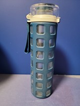 Ello Syndicate BPA-Free 20 oz Glass Water Bottle with Flip Lid Dark Blue... - £9.33 GBP