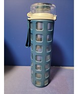 Ello Syndicate BPA-Free 20 oz Glass Water Bottle with Flip Lid Dark Blue... - £9.34 GBP