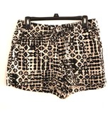 Garnet Hill Linen Pull-On Batik Print Shorts Black Cream Size 8 - $41.03 CAD