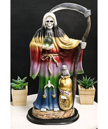 Large 16.75&quot;H Rainbow Holy Death Santa Muerte Holding Scythe Globe W/ Ow... - $74.99