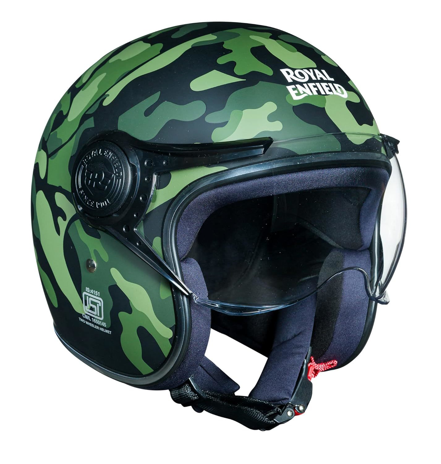 Motorcycle Helmet For Royal Enfield Open Face Helmet with Jet Visor Camo... - $125.99