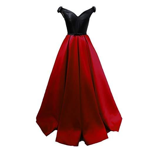 Off The Shoulder Black Top Long Formal Prom Evening Dresses Wine Red US 14