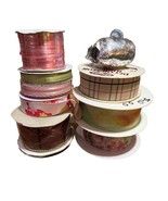 9 Rolls Bulk Lot Ribbon Floral, Pink, Plaid, Gold, Red - $215.14 MXN