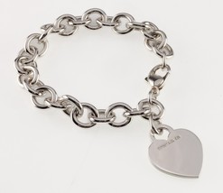 Tiffany & Co. Sterling Silver Blank Heart Tag Charm Bracelet 7.25" - $321.75