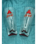 BASS Triangular Base Beer Glasses 2 Rare With RED Bottom Excellent Condi... - £17.60 GBP