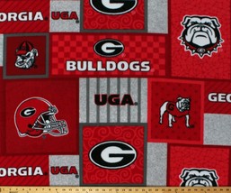 College University of Georgia Bulldogs Fleece Fabric Print by the yard A502.70 - £10.19 GBP