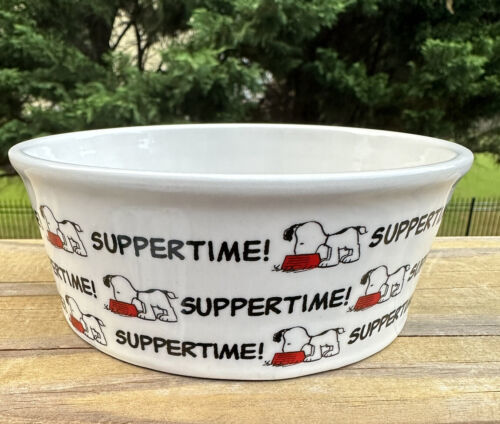 Primary image for Peanuts Snoopy All Over “SUPPERTIME” Pet Dog Food Dish Water Bowl 5” New Gibson