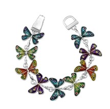 Enamel Butterfly Bracelet Magnetic Clasp Multi Color - $12.86