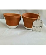 Foreside Home and Garden Set of Two (2) Terracotta Teacup Planters White... - £23.88 GBP