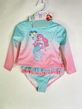 Disney Little Mermaid Ariel Rashguard Top Bottoms Swim Set Swimwear 12 M... - £15.24 GBP