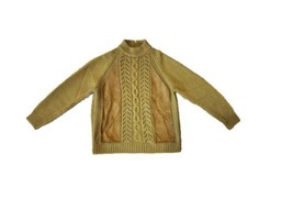Vintage 60-70s Tami Women Knit Wool &amp; Suede Patchwork Sweater S/M - $59.40