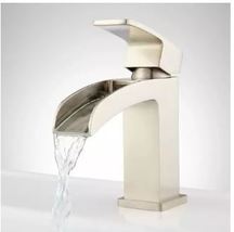 New Brushed Nickel Stevens Waterfall Single-Hole Bathroom Faucet by Sign... - £116.95 GBP