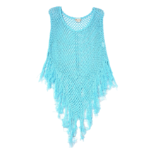 Faded Glory Women&#39;s Cape Blue Swim Cover Up Open Knit - £7.51 GBP