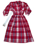 Vintage RAOUL Red Plaid Shirtdress w/ White Belt Size 10 Western Prairie... - $51.35 CAD