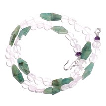 Natural Green Aventurine Crystal Gemstone Smooth Beads Necklace 17&quot; UB-4962 - £8.59 GBP