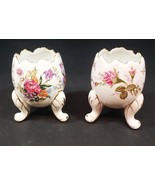 Set of 2 Napco Three-footed Cracked Egg-Shaped Floral Vases 4&quot; Tall - $32.66