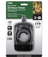 Prime 24 Hour Timer - Heavy Duty Outdoor 2-Outlet #0155550 - New In the ... - $4.90