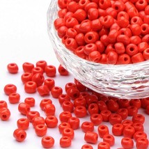 1 pound seed bead Lot glass Red Opaque color round 4mm SEEDP4 - £6.06 GBP