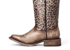 Ariat women&#39;s circuit savanna western boot in Distressed Brown/Leopard - size 9B - £121.36 GBP