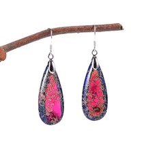 Multicolour Japser Water Drop Earring Dropship Wholesale Natural Jewelry - £13.68 GBP