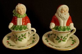 Lenox Santa Claus Mr Mrs. Claus Salt And Pepper Shakers Teacup Christmas... - $15.00
