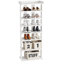 7-Tier Wood Shoe Rack, Double Rows 7-Tier Shoe Shelf, Shoe Storage Stand, Entryw - £92.71 GBP